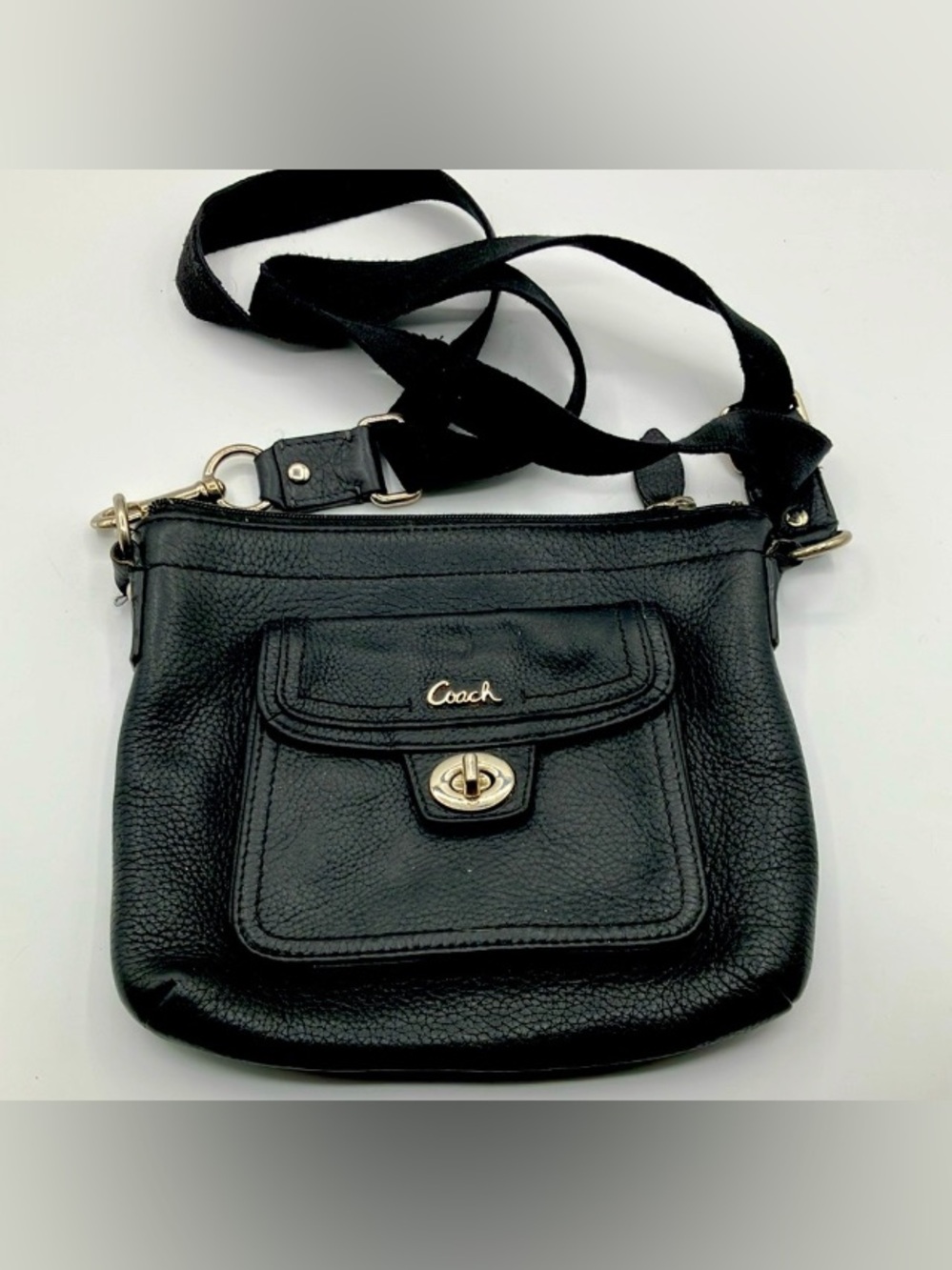 COACH black leather crossbody bag vintage
